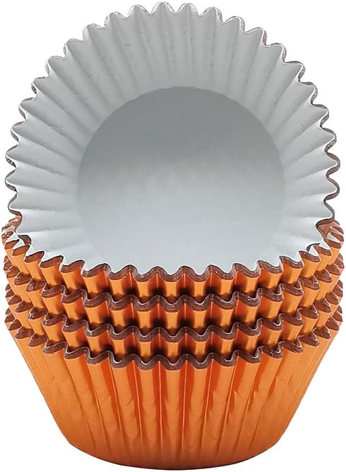 Standard Orange Foil Cupcake Liners Muffin Baking Cups for Party and More, 100-Count by Mombake