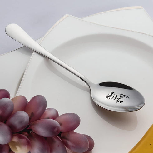 Love You More, Love You Most, 2 Pcs Engraved Stainless Spoon Couple Gifts for Wedding Anniversary