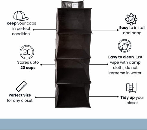 4 Closets Closets Homiegear Wall Hanging Organizer, Storage Case Racks - Organization Storage System for Caps, Wallet