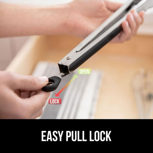 Gorilla Grip BBQ Kitchen Tongs Set of 2, 9 and 12 Inch, Black - Heat Resistant, Non Scratch Silicone Tip