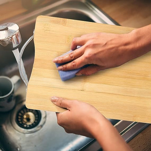 SINT Bamboo Cutting Boards with Juice Grooves, Thick Chopping Board for Meat, Easy Grip Handle