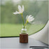 WAYUTO Self-Adhesive Mini Glass Vase with Walnut Stand - Car Plant Container &