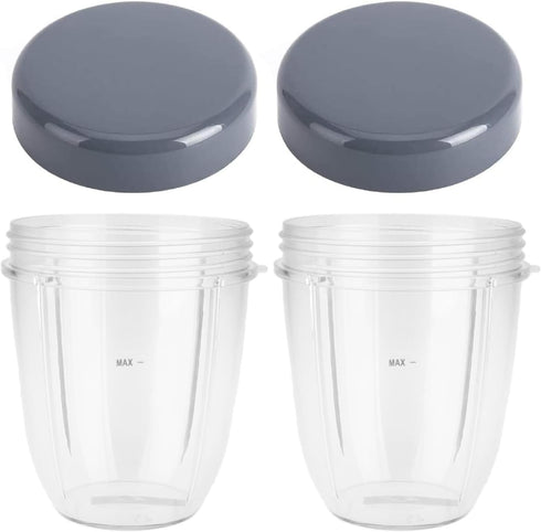 Blender Cups Replacement for Nutribullet, 18OZ Cup with Lid, Compatible with 600W 900W Blender Juicer (2 Pack)