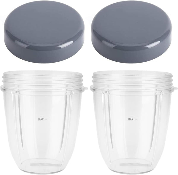 Blender Cups Replacement for Nutribullet, 18OZ Cup with Lid, Compatible with 600W 900W Blender Juicer (2 Pack)