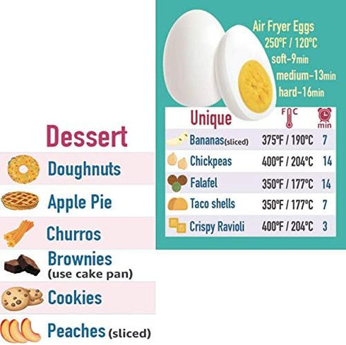 Air Fryer Accessories Cooking Times Cheat Sheet - Kitchen Conversion Chart Fridge Magnet Guide 9”x10”