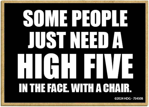 Honey Dew Gifts Funny Office Magnet, "Some People Just Need a High Five in The Face with a Chair" - 3.5 x 2.5 inch