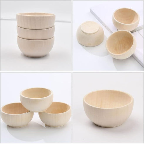 SEWACC 5pcs Wooden Bowls Unfinished Bowls Unpainted Wooden Bowls Serving Bowl Wood Crafts Bowls Pinch Bowls for Fruits Salad Cereal by SEWACC