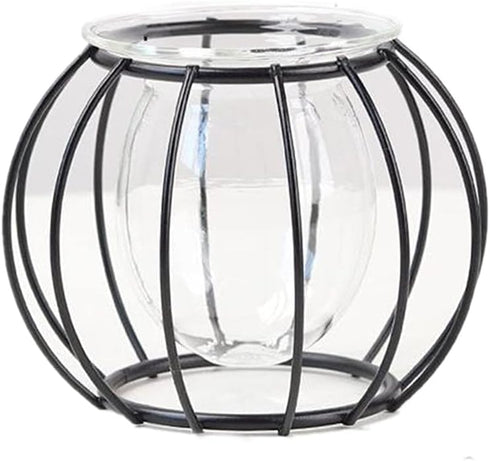 Nordic Small Clear Glass Vase, Metal Geometric Iron Line Cup Pot for Hydroponic Flowers, Modern Home Décor
