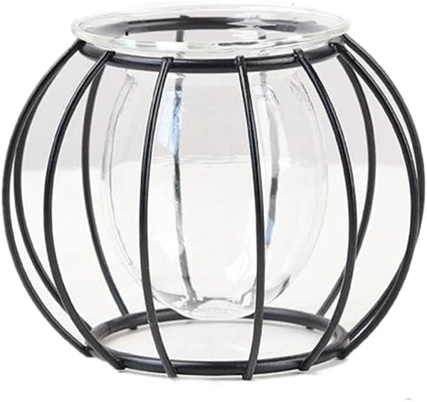 Nordic Small Clear Glass Vase, Metal Geometric Iron Line Cup Pot for Hydroponic Flowers, Modern Home Décor