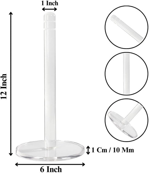 Clear Acrylic Transparent Paper Towel Holder, Detachable Base, Stand for Kitchen Countertop, Dining Tables, Bathrooms