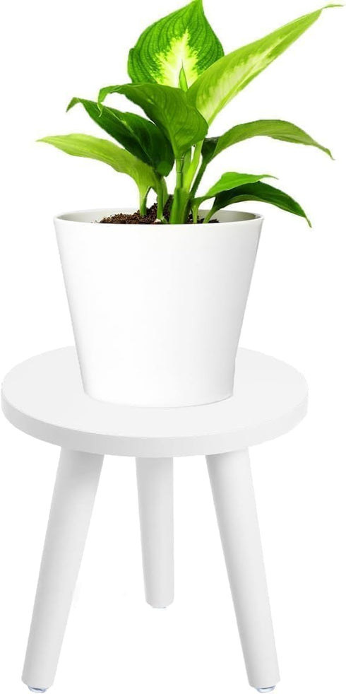 Samll 8.6"Tall Plant Stand Indoor/Outdoor for Plants,Wood White Planter Stands Holder Mid Century Pedestal Shelf,Sturdy