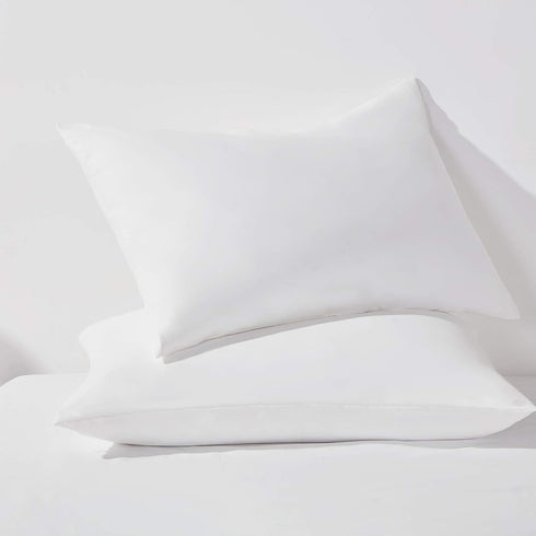 HAPPYMOON Standard Microfiber Pillowcases Set of 2 with Zipper, Soft Brushed White Pillow Covers 20 x 26 Inches for