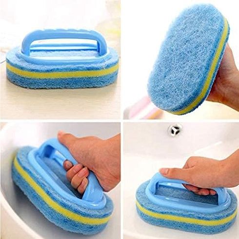 Cleaning Brush for Bathroom Tiles Kitchen Bathtub Toilet All Purpose Sponge Brush with Ergonomic Handle