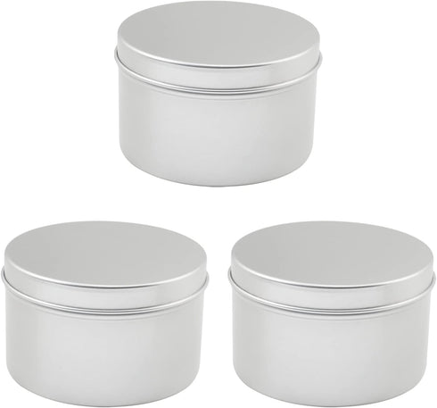 Othmro 3pcs 6.8oz Metal Round Tins with Screw Lid, Silver Aluminum Containers for Salve, Spices