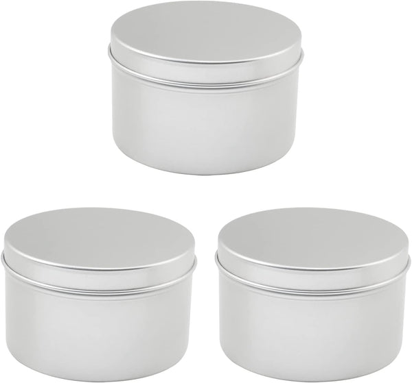 Othmro 3pcs 6.8oz Metal Round Tins with Screw Lid, Silver Aluminum Containers for Salve, Spices