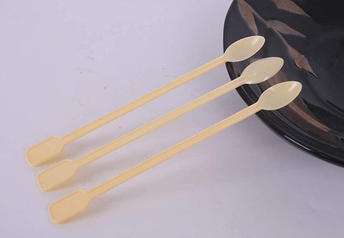 500 Pcs Disposable Plastic Coffee Tea Stirrer Spoon, Mini Stir Swizzle Sticks, Beige