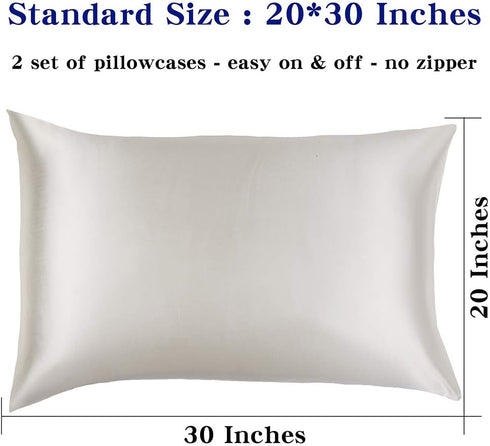 Lanest Satin-Silk Pillowcase Queen, White, Breathable, Super Soft, Cooling for Hair and Skin