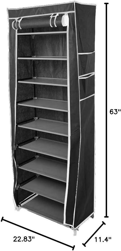 Acedas 10 30 Closet 22.83 11.4 63 Inches Tiers Shoe Rack Pairs Shoe Storage Organizer Cabinet Tower with Dustproof