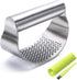 GuDoQi Garlic Press Rocker, Stainless Steel Mincer with Peeler and Scraper Brush, Ergonomic Kitchen Gadget