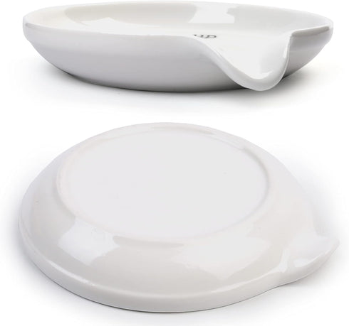 LotFancy 5.2 Inch Ceramic Spoon Rest, Large Holder for Kitchen Counter, Utensil Rest for Spoons, Tongs, Ladles