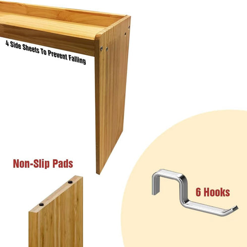 SEAHIXUSS 31.5" 6 11.4" Countertop, Bamboo Over the Stove Spice Shelf for Kitchen Storage, Spice Rack Organizer Stove