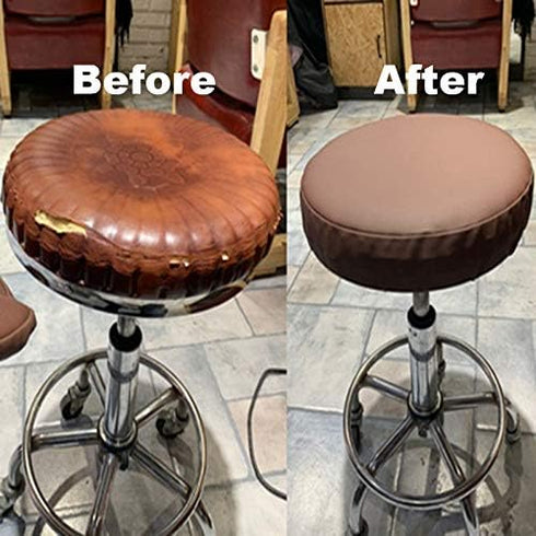 2PC 17.5 Inch Sigmat Waterproof PU Bar Stool Cover Anti-Slip Round Seat Cover Coffee