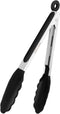 9 Inch Kitchen Tongs, Non Stick Heat Resistant Cooking Tongs with Silicone Tips and Stainless Steel Handle