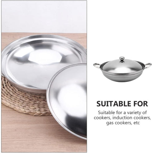 UPKOCH Stainless Steel Hot Pot Pan: 22cm Metal Shabu Shabu Hot Pot Stir Fry Pan Non Stick Hot Pot with Lid and Handle for Kitchen Cooking by UPKOCH