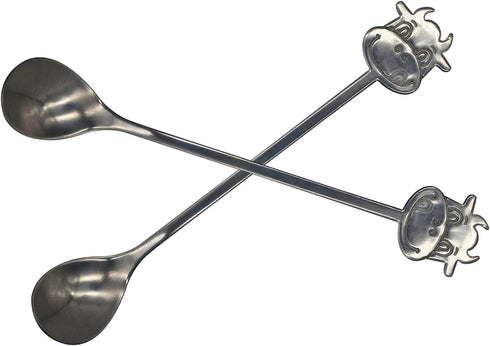 Maydahui 2PCS Cow Spoon - 5.9inch 18/10 Stainless Steel Coffee Spoon, Cartoon Animal Dessert Spoon for Kitchen