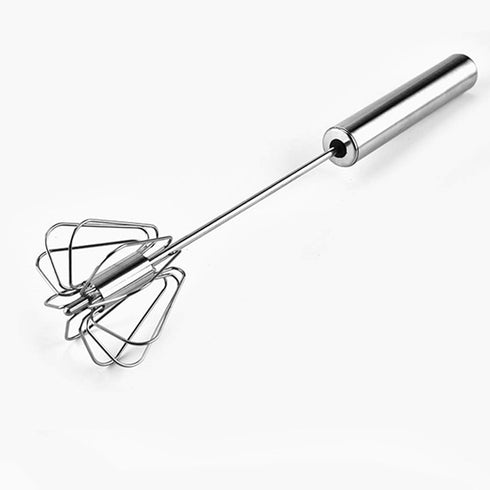 Stainless Steel Egg Whisk, Hand Push Rotary Blender, Versatile Milk Frother for Blending and Whisking