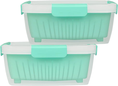 shopwithgreen 2 Pack 68oz Berry Keeper Containers, Removable Drain Colanders for Fresh Fruit and Vegetable Storage