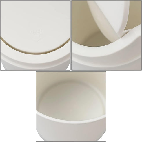 0.5 Gallon Plastic Tiny Trash Can with Swing Lid - Mini Desktop Waste Can, White