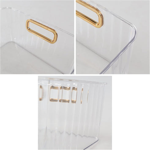 Bringer 4-Pack Clear Plastic Storage Bin, Multi-use Organizer Bins