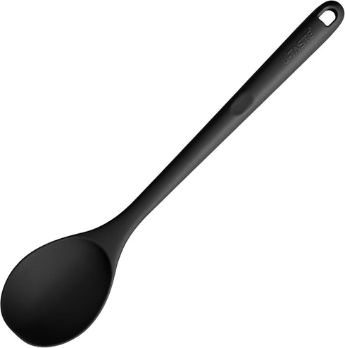 600 F Heat Resistant Silicone Spoon: U-Taste 13.3in Solid Kitchen Cooking Spoon for Mixing, Serving, Stirring