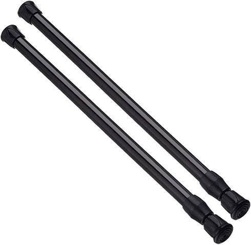 AIZESI Short Tension Curtain Rods, 2 Pcs, Black, 17" to 28" Spring Tension