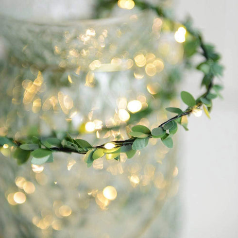 Kitstar 30LEDs 10ft, Green Garland Tiny Leaf Vine String Light Timer Function Wedding Party Christmas Holiday Patio