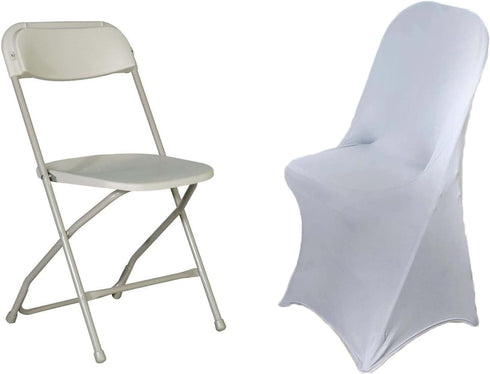 Silver Spandex Stretch Folding Chair Cover - Premium Fitted Design