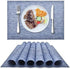 DACHUI Placemats Set of 6, Durable Water Resistant Linen Look Woven Table Mats, Washable, Blue