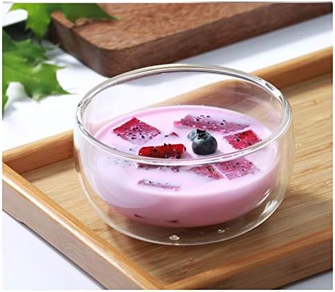 High Temperature Resistant Double Layer Glass Bowl, Borosilicate Heat-Resistant Transparent Fruit Salad Bowl (250ml)