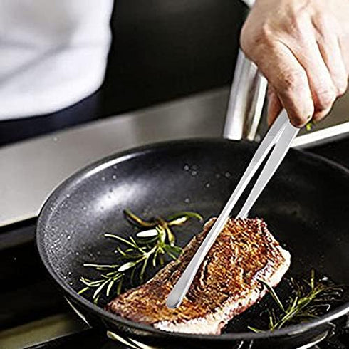 12-Inch Professional Kitchen Tweezers Tongs - Stainless Steel Long Tongs for BBQ and Plating