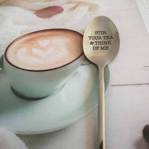 Christmas Birthday Gifts Spoons for Women & Men - Stir Your Tea and Think of Me Spoon Gift