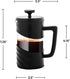 Ovente French Press Coffee Maker, 20 Ounce, Borosilicate Glass with 4 Filter Stainless-Steel System, BPA-Free