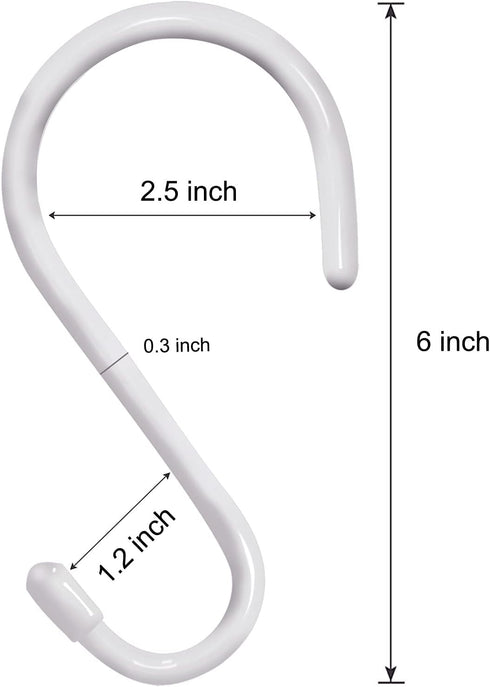 4 Pack Large S Hooks for Hanging Heavy Duty, 6 inch Non Slip Vinyl Coated Metal Closet S Hooks for Kitchen Utensils,