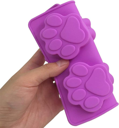 4 Pcs Silicone Candy Chocolate Molds, FineGood Puppy Dog Paw & Bone Shaped Ice Cube Trays, Red, Blue, Purple, Pink