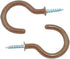 Cup Ceiling Hooks, Medium Size Vinyl Coated Screw-in Open Hooks, 50pcs, 1.25 inches, Brown