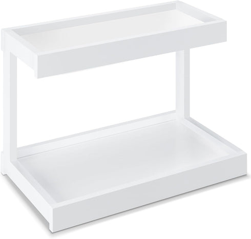 MARTY 2 Tier Spice Rack Organizer for Countertop, 15.8''L White Desktop Storage Organizer for Kitchen, Bathroom,