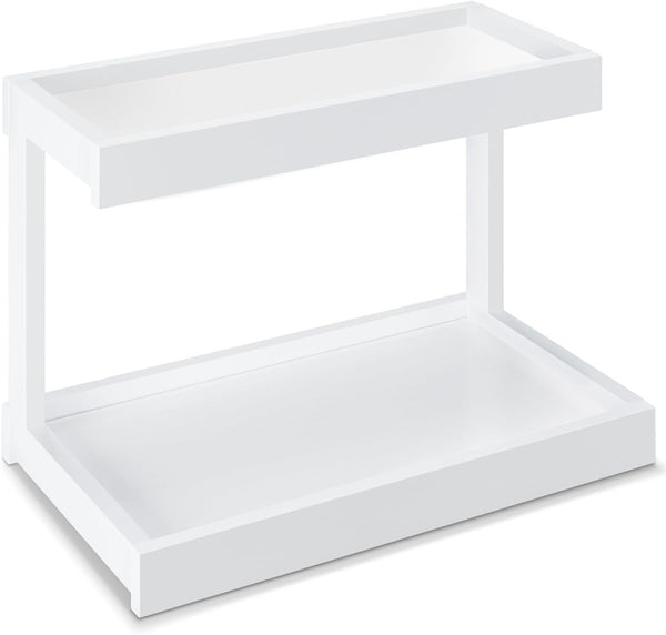 MARTY 2 Tier Spice Rack Organizer for Countertop, 15.8''L White Desktop Storage Organizer for Kitchen, Bathroom,
