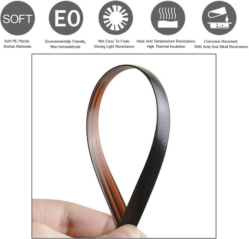 Wicker Repair Material, Flat Synthetic Rattan Weaving Plastic for Chair Table Storage Basket Repair (Coffee Gradient B)