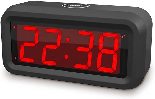 Digital Alarm Clock, Small Wall Clock, Battery Operated with 1.2" LED Large Display, for Bedroom/Desk