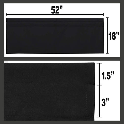 Valea Home Black 52" x 18" Waterproof Blackout Valance Curtains for Kitchen and Bathroom Window